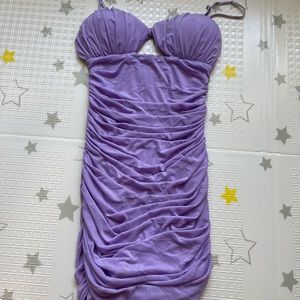 Lilac purple form fitting flattering dress